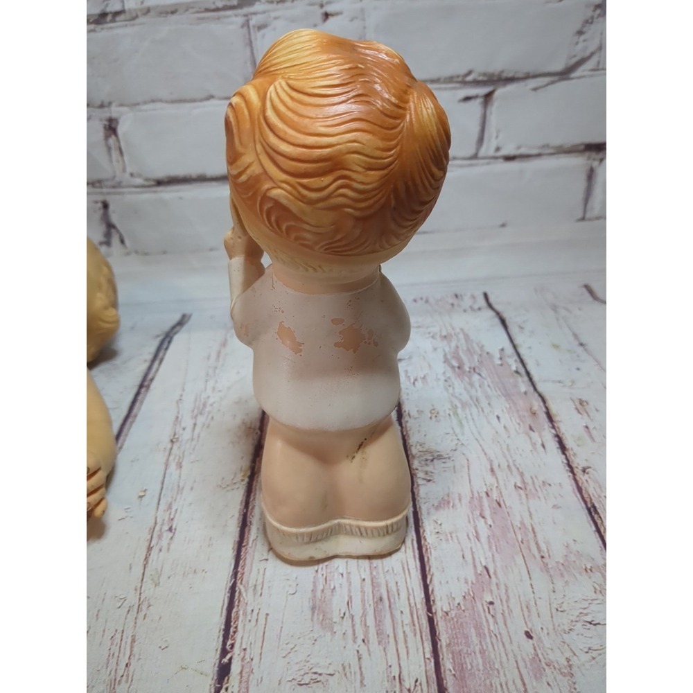 Vintage 50s Toy Lot Of 3 Ideal Toys Teddy Bear, Sun Rubber Doll & Squeaker Doll - Picture 10 of 11